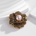 Rose Crystal Pearl Look Metal Brooch Pin for Jackets and Lapels view 5
