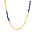 Gold Disc Bead Necklace Blue Faceted Stone Bead Accents view 5