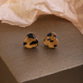 Printed Heart Brown Red Black and Green Stud Earrings view 6