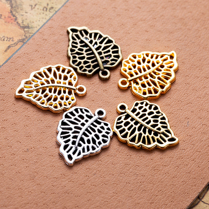 Vintage Hollow Leaf Charm Pendant 23x18mm for Earrings and Necklaces