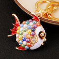 Mixed Pearl Round Fish and Jeweled Pufferfish Keychains in Five Styles view 6