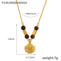 Gold Steel Oval Stone Shell Pendant Necklace Variants view 8