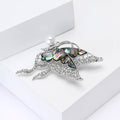 Silver Abalone Shell Butterfly Brooch Pearl and Crystals view 2