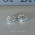 Silver Blue Clear Heart Crystal Huggie Hoop Earrings view 3