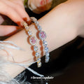 Pink Round Center And Clear Marquise Crystal Cuff In Gold Or Silver Tone view 1