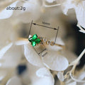 Gold Green Princess Cut Stone Side Crystal Ring Alloy view 5