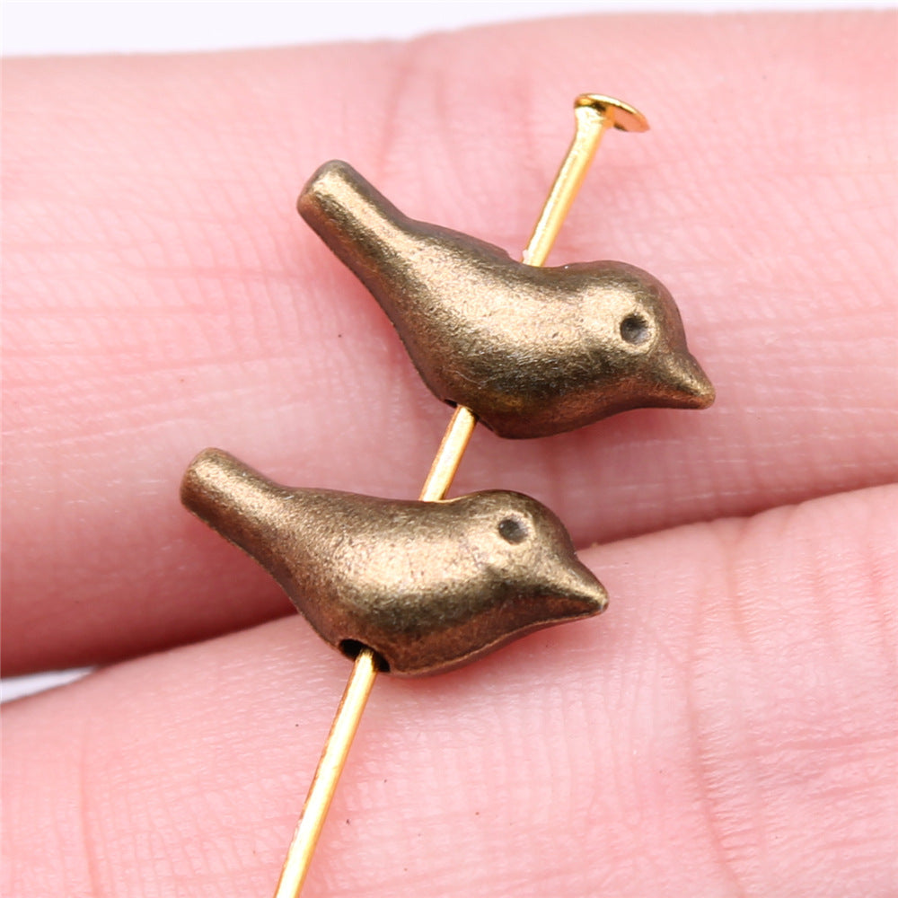 15x6x5mm 1.3g Zinc Alloy Bird Loose Metal Beads for DIY Bracelet Necklace Jewelry Making