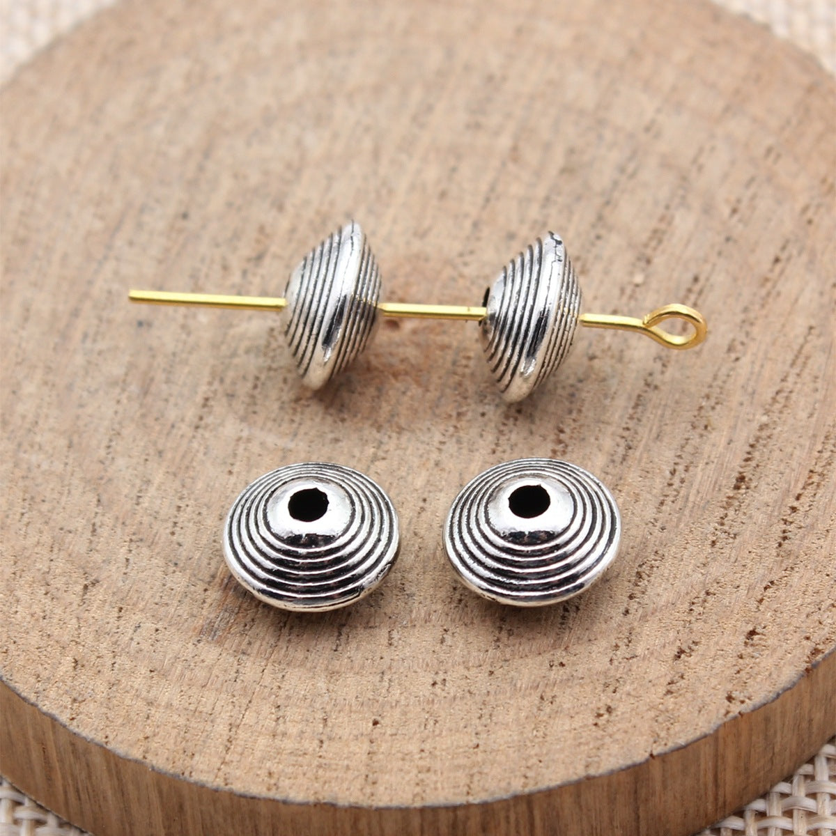 10x10x5.5mm 1.35g Multicolor Zinc Alloy Conical Round Ring Pattern Spacer Double Sided Beads for DIY Jewelry Making