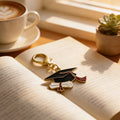 Enamel Graduation Cap Diploma Keychain Gold Lobster Clasp view 3