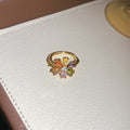 Flower Zircon Bracelet and Open Ring Gold Silver Tones view 11