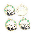 Round Enamel Panda Metal Charms in Nine Illustrated Designs view 11