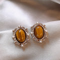 Amber Brown Stone Earrings in Twenty Eight Distinct Designs view 8