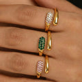 Open Bypass Rhinestone Tip Ring Pink Green White Tones view 4