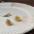 Gold Mesh Rose Flower Stud Earrings Textured Fabric Look view 6