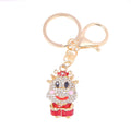Rhinestone Red Ox Keychain Gold Metal Lucky Bull Charm view 5