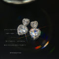 Silver Double Heart Halo Drop Stud Earrings Clear Zircon Stones view 3