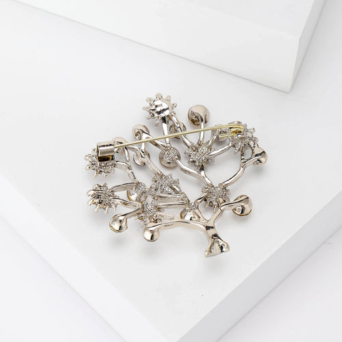 彩色水钻树形 brooch displayed in a closer angled product view