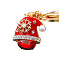 Jeweled Snowflake Santa Hat and Red Christmas Stocking Keychains view 5