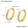 Gold Silver Zircon Paved Mini Huggie Hoop Earrings Pair view 7