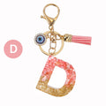 Resin Initial Letter Keychain with Evil Eye and Pink Tassel view 8