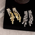 Gold and Silver Clear Top Disc Cascade Stud Earrings view 2