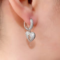 Silver Tone Pave Broken Heart Huggie Hoop Drop Earrings Pair view 3