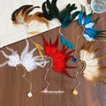 Colorful Feather Long Chain Ear Cuff Earrings Jewelry Accessory view 2