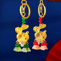 Illuminated Rabbit Keychains With Red or Green Floral Bead Tassels view 1