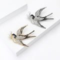 Flying Swallow Brooch with Pearl Accent in Two Finishes view 2