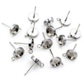 Round Pad Earring Post Findings with Small Hanging Loops view 2
