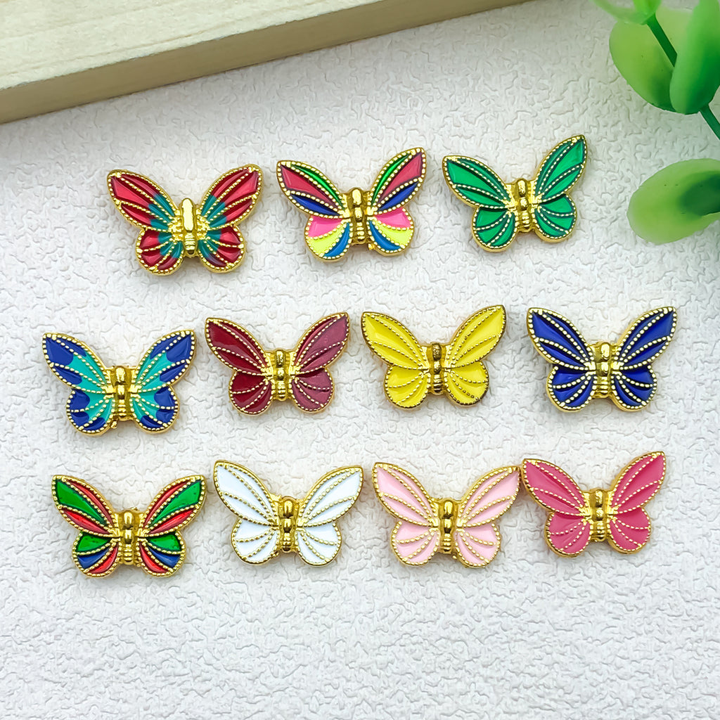 Enamel Zinc Alloy Butterfly Double Sided Enamel Charm Pendants