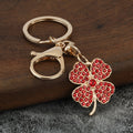 Rhinestone Four Leaf Clover Metal Keychain With Lobster Clasp view 7