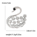 Rhinestone Swan Brooch Openwork Body Silver Rose Gold Tone view 6