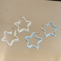 Painted Star and Round Hoop Earrings in Four Colors view 2