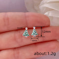 Silver Tone Green Enamel Christmas Tree Stud Earrings view 4