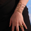 Gold Double Layer Knot Snake Chain Bracelet Stainless Steel view 3