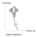 Long Stem Calla Lily Brooch in Gold or Silver Tone Crystals view 7