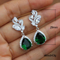 Pear-Shaped Halo Leaf Cluster Long Earrings In Three Colors view 5