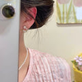 Pink Flower And Leaf Stud Earrings With Polished Metal Details view 3