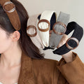 Fabric Padded Oval Acrylic Ring Headband Deep Coffee view 1