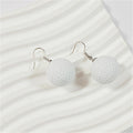 Large White Textured Golf Ball Drop Earrings with Gold Tone Findings view 1