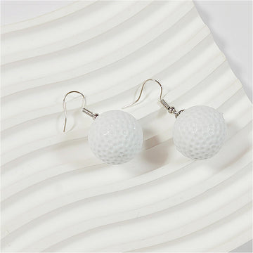 Large White Textured Ball Drop Earrings with Silver-Tone Hooks