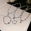 Lavender Pearl Purple Zircon Pendant Necklace Set Styles view 3