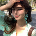 Mint Green Shell Chip Cluster Drop Earrings Fashion Jewelry view 4