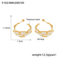 Irregular Hoop Earrings White Oil Drip Gold Silver Titanium view 6