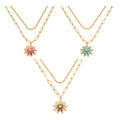 Double Layer Daisy Pendant Necklace in Three Enamel Colors view 5