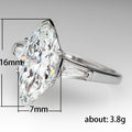 Marquise Clear Solitaire Baguette Three-Stone Ring In Silver Tone view 5