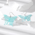 Silver Tone Oversized Openwork Butterfly Hook Earrings view 2