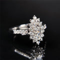 White Gold Marquise Halo Clear CZ Floral Finger Ring view 3