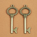 Vintage Double-Sided Key Charm Pendant 52x20mm